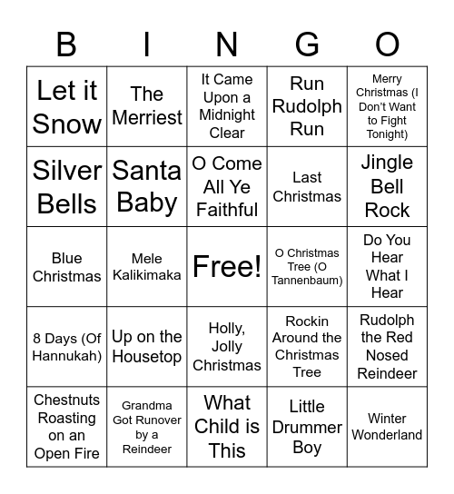 Holiday Bingo Card