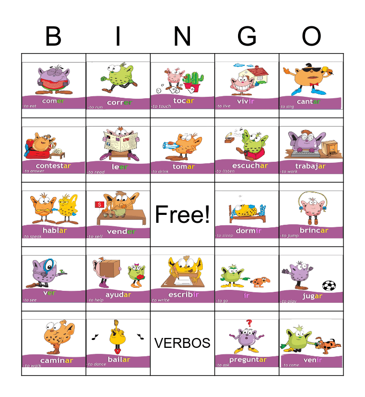 Los Verbos Bingo Card