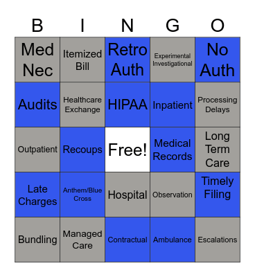 A Day in the Life Bingo Card