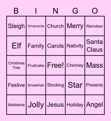 Santillarum Christmas Bingo Card