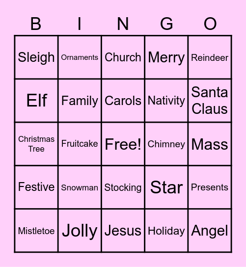 Santillarum Christmas Bingo Card