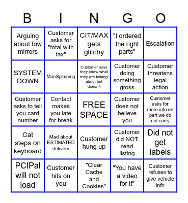 1A BINGO Card