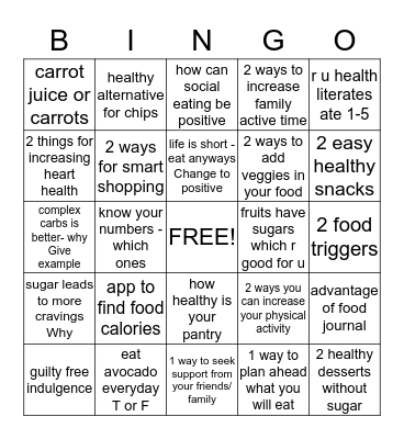 Are you health smart  Bingo Card