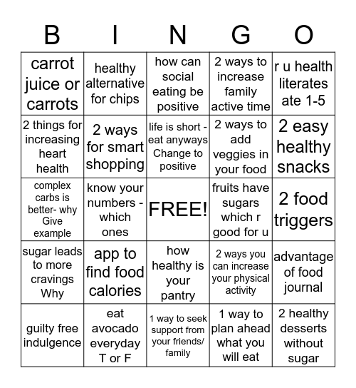 Are you health smart  Bingo Card