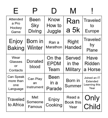 Team Building BINGO! Bingo Card