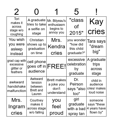 Courtney and Tori Graduation  Bingo Card