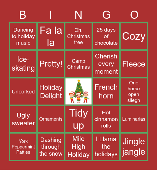 Virtual Holiday Bingo Card