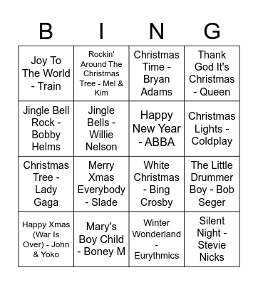 Visma Raet Christmas Song Bingo Card