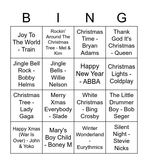 Visma Raet Christmas Song Bingo Card