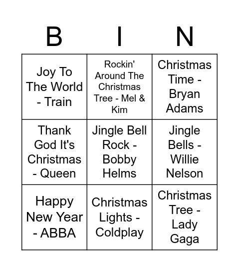 Visma Raet Christmas Song Bingo Card