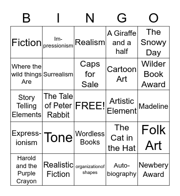 Children's Literature Bingo   Bingo Card