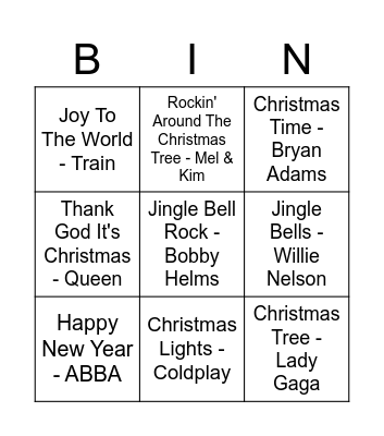 Visma Raet Christmas Song Bingo Card