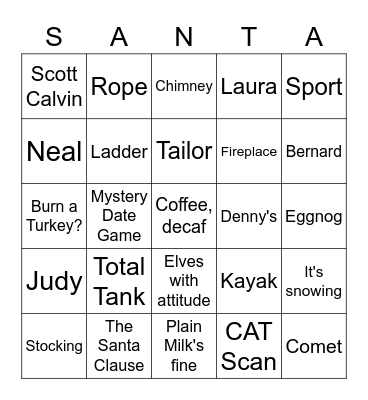 The Santa Clause Bingo Card
