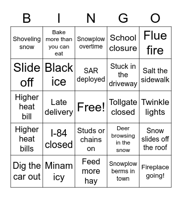 Winter Bingo Card