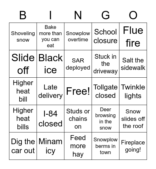 Winter Bingo Card