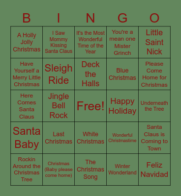 MG Team Christmas SINGO Bingo Card