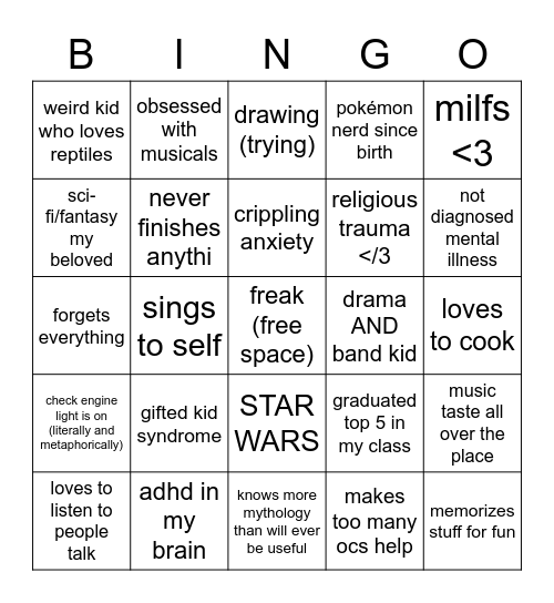 Parker Bingo Card