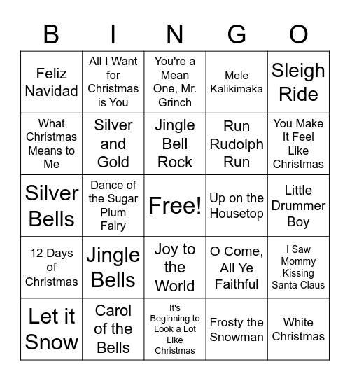 Holiday Bingo!! Bingo Card