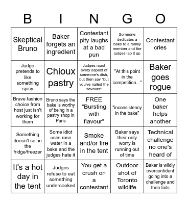 Great Canadian Baking Show Bingo Card