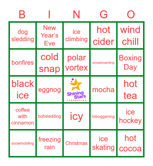 Wintertime Bingo Card