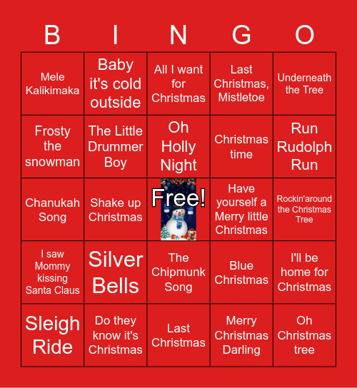 Holiday Bingo 16Dec2021 Bingo Card