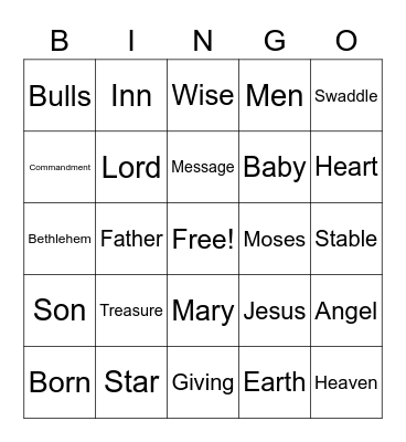 Sermon Bingo - Christmas 202 Bingo Card