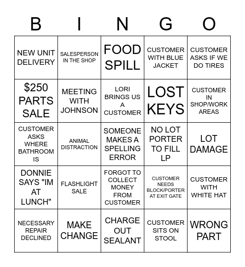 DUNLAP BINGO Card