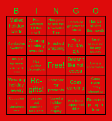 CFG Holiday BINGO Card