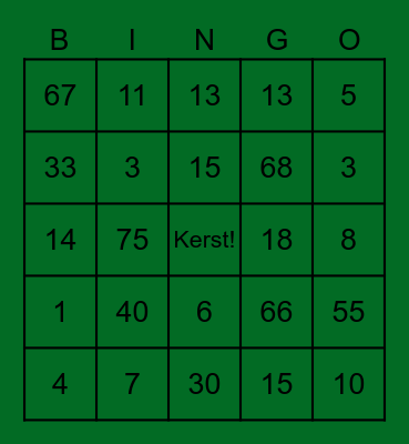 Kerst bingo IKC VanKampen Bingo Card