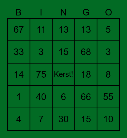 Kerst bingo IKC VanKampen Bingo Card