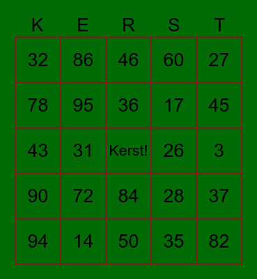 Kerstbingo IKC VanKampen :) Bingo Card