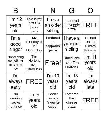 United Sisters Bingo Card