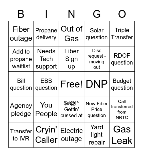 Solutions Agent Bingo Card