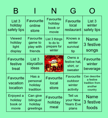 Festive Fun Bingo Card