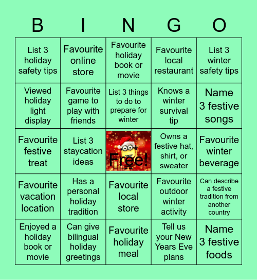 Festive Fun Bingo Card