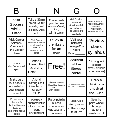 Be Successful Bingo Card