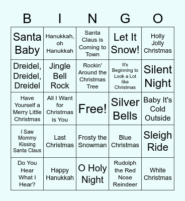 Holiday Music Bingo Card