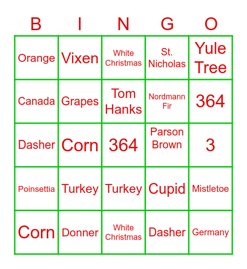 SOAR's Holiday Trivia Bingo Card