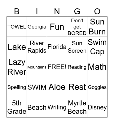 Summer Bingo Card