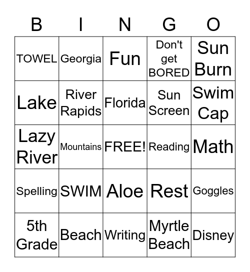 Summer Bingo Card