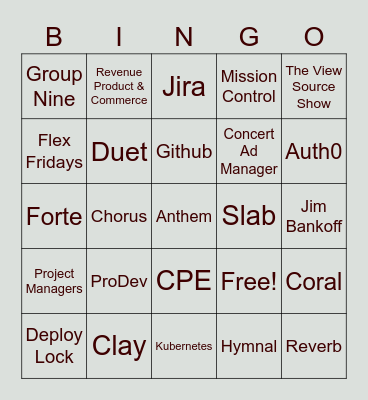 View Source Show Bingo Card