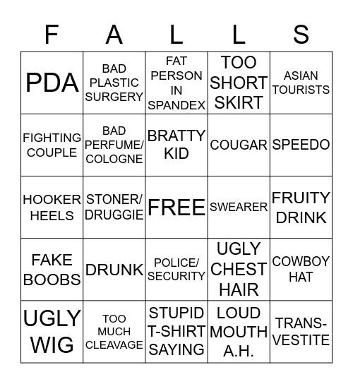 NIAGARA FALLS TRIP 2015 Bingo Card