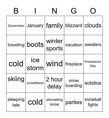 WINTER!! Bingo Card