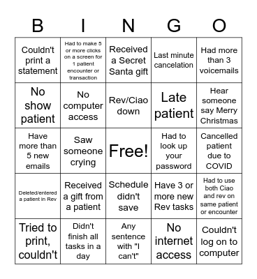 Ba-Hum-Bug BINGO Card