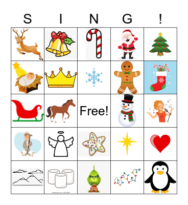 Christmas Song Bingo Card