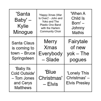 Carousel Christmas Bingo Card