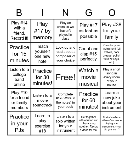 Winter Break Bingo (BANDO) Bingo Card