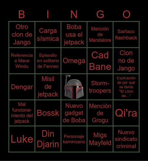 The Book of Boba Fett Bingo Card