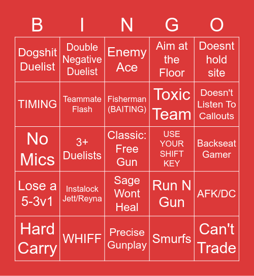 VALORANT BINGO Card