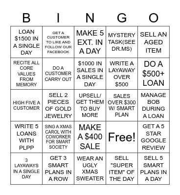 Fort Road BINGO Card